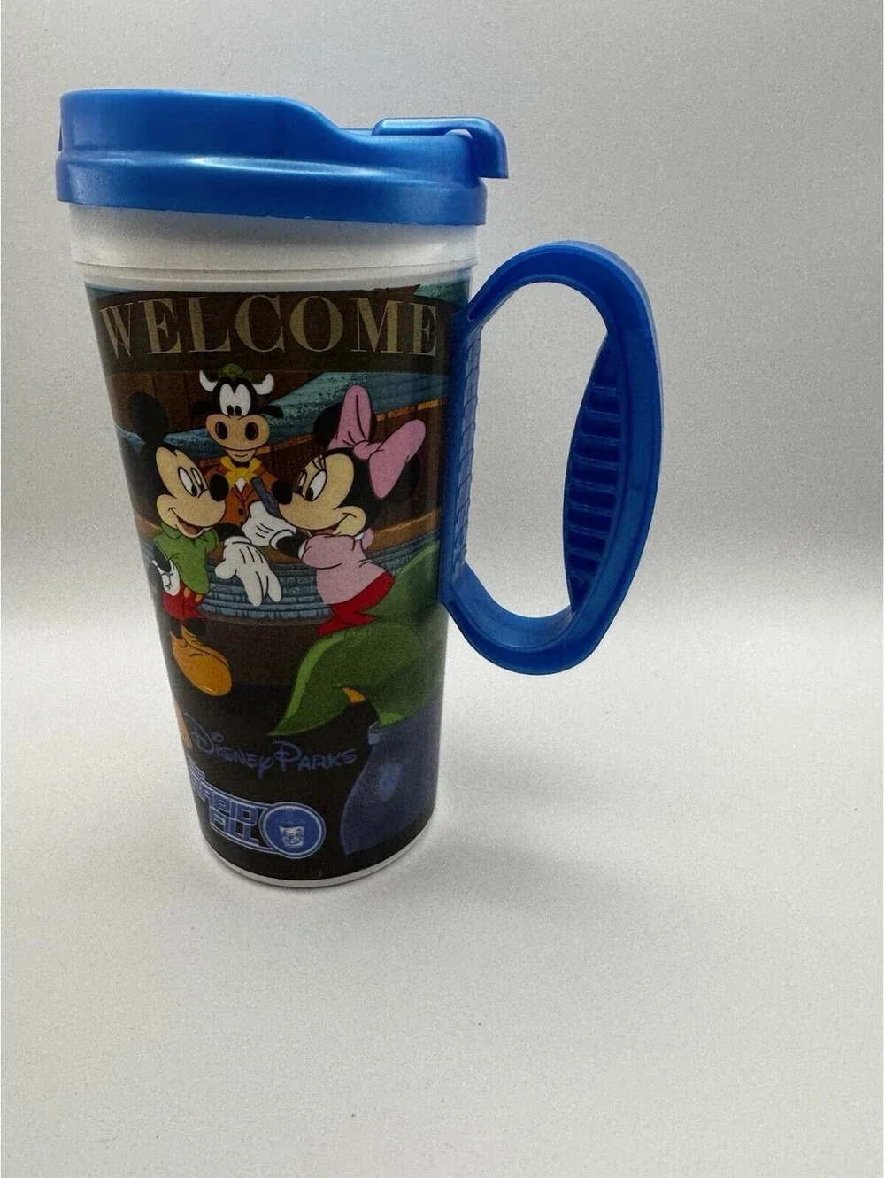 Disney Walt Disney World 16 fl oz Travel Mug w/ Lid & Handle, Blue, Multi